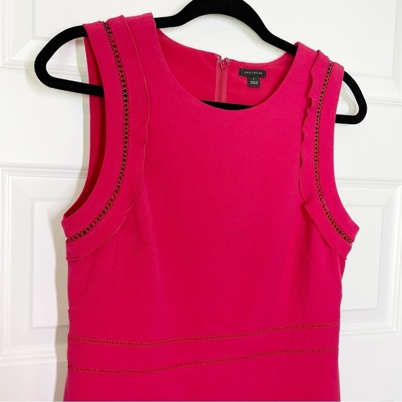 Ann Taylor Ruffle Sleeve Doubleweave Eyelet Sheath Dress in Pink Women’s Size 6 - Picture 5 of 10